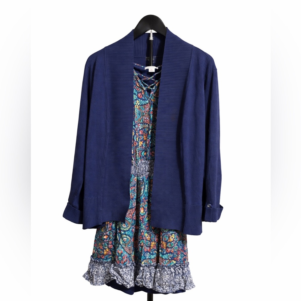 Navy Blue Open Front Cardigan